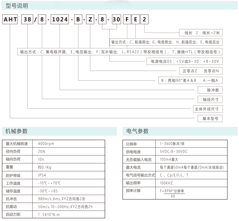 增量編碼器AHB38/8/AHT38/8/AHT40/12